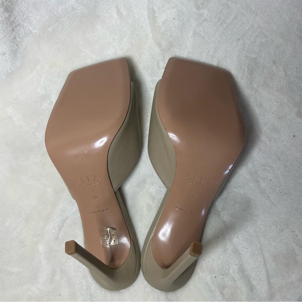 LITA BY CIARA SOLID SQUARE TOE SLIDE HEEL IN LEATHER‎ SIZE 42   11US  B 209 - Picture 11 of 14